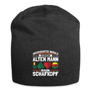 Unterschätze niemals einen alten Mann Schafkopf - Jersey-Beanie - Anthrazit - Vorne