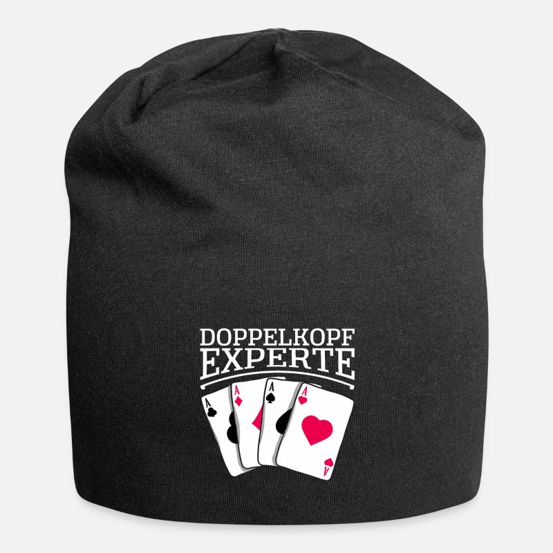 Kartenspiel Doppelkopf Experte Spielkarten - Jersey-Beanie - Schwarz