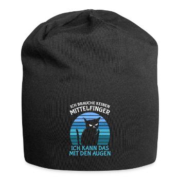 Brauche Keinen Mittelfinger Ich Kann Mit Den Augen - Jersey-Beanie - Schwarz - Vorne