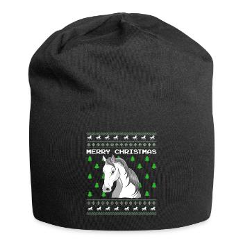 Christmas Horse Ugly Christmas Gift Xmas - Jersey Beanie - black - Front