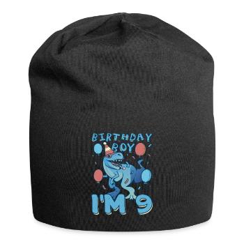 Boy Age 9 Year Old Cute Birth Born Roar Dinosaur - Jersey-Beanie - Schwarz - Vorne
