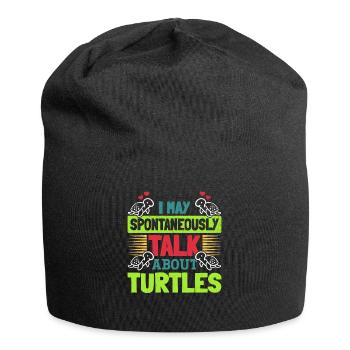 I can talk spontaneously about turtles - Jersey Beanie - black - Front