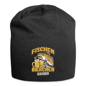 Fischen und Bierchen zischen Angeln Angler Spruch - Jersey-Beanie - Schwarz - Vorne