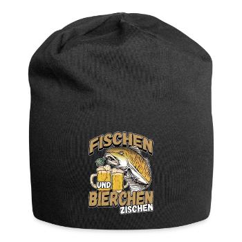 Fischen und Bierchen zischen Angeln Angler Spruch - Jersey-Beanie - Schwarz - Vorne