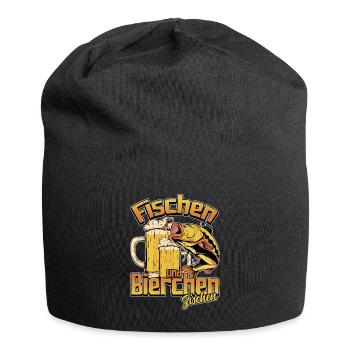Fischen und Bierchen zischen Angeln Angler Spruch - Jersey-Beanie - Schwarz - Vorne