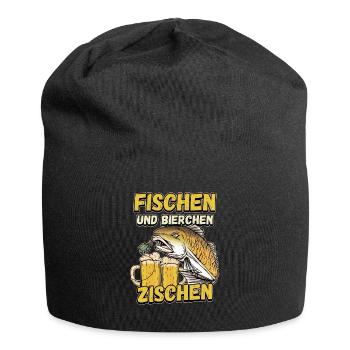 Fischen und Bierchen zischen Angeln Angler Spruch - Jersey-Beanie - Schwarz - Vorne