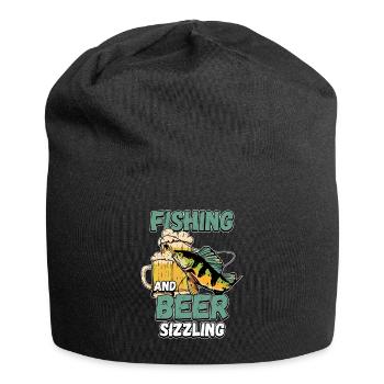 Pêche et bières sifflement pêche Mot à la ligne - Bonnet en jersey - noir - Devant
