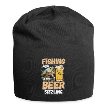 Pêche et bières sifflement pêche Mot à la ligne - Bonnet en jersey - noir - Devant