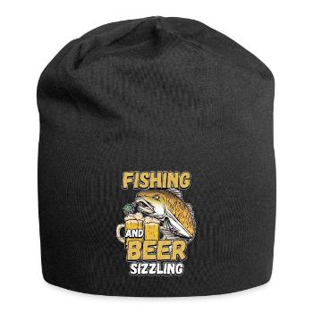 Pêche et bières sifflement pêche Mot à la ligne - Bonnet en jersey - noir - Devant