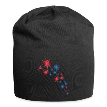 Sternenhimmel In Blau Und Rot - Jersey-Beanie - Schwarz - Vorne