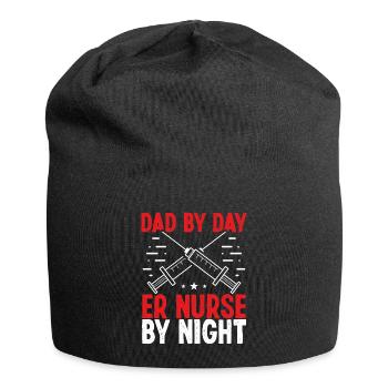 Emergency Medical Nurse Night Shift ER Nurse Dad - Jersey Beanie - black - Front