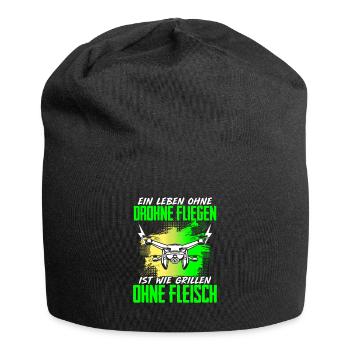 Leben Ohne Drohne Fliegen Grillen Ohne Fleisch - Jersey-Beanie - Schwarz - Vorne