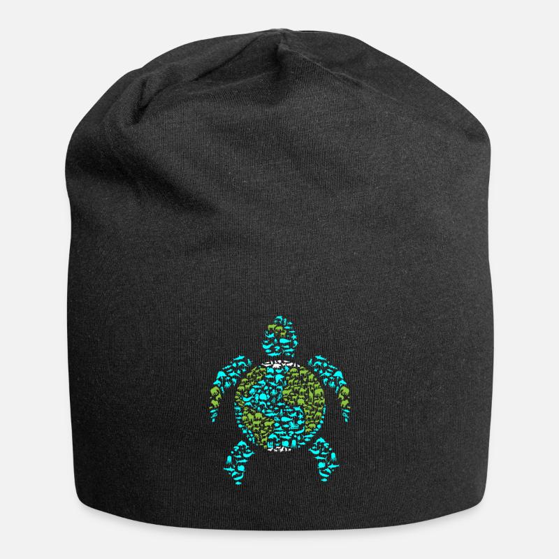 Earth Turtle - Jersey-Beanie - Schwarz