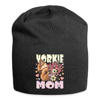 Yorkie Mom Yorkshire Terrier Hund Mama - Jersey-Beanie - Schwarz - Vorne