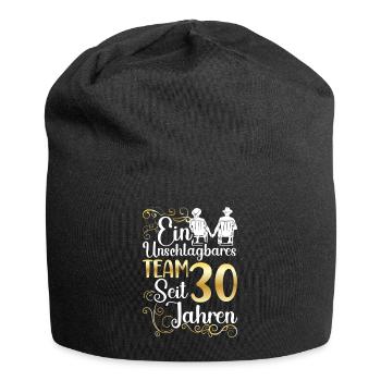 Perlenhochzeit 30 Jahre Verheiratet Hochzeitstag - Jersey-Beanie - Schwarz - Vorne