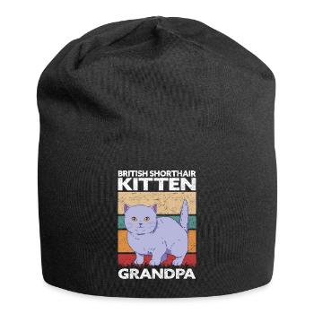 British Shorthair Grandpa Cat Kitten Cadeau - Bonnet en jersey - noir - Devant