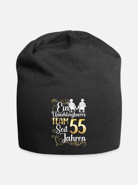 Platinhochzeit 55 Jahre Verheiratet Hochzeitstag - Jersey-Beanie - Schwarz