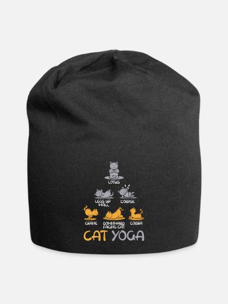 Zen Namaste Méditation Animale Mignon Chat Yoga - Bonnet en jersey - noir