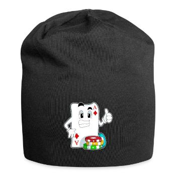 Poker Pokerchips Pokerkarten - Jersey-Beanie - Schwarz - Vorne