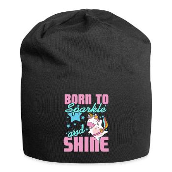 Né pour briller et briller Mignon Licorne T-Shirt - Bonnet en jersey - noir - Devant