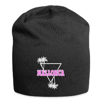 Mallorca Sommer Sonne Strand Meer Palmen Urlaub - Jersey-Beanie - Schwarz - Vorne