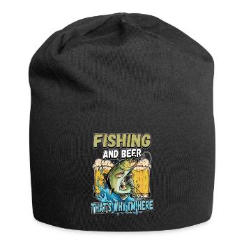 Fishing and beer that's why I'm here Fischer saying - Jersey Beanie - black - Front