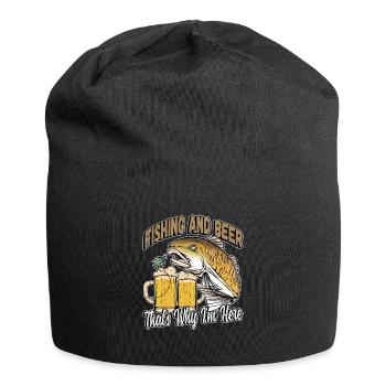 Fishing and beer that's why I'm here Fischer saying - Jersey Beanie - black - Front