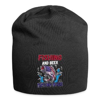 Fishing and beer that's why I'm here Fischer saying - Jersey Beanie - black - Front