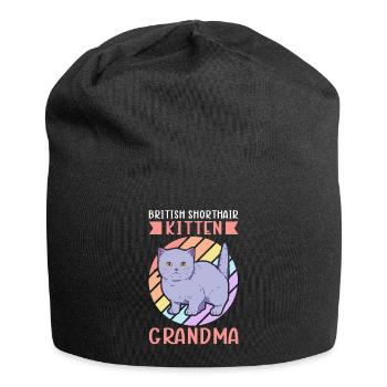 Grand-mère britannique à poil court | Cadeau maman chat - Bonnet en jersey - noir - Devant