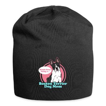 Boston Terrier Mom | Hunde Hundebesitzer Geschenk - Jersey-Beanie - Schwarz - Vorne