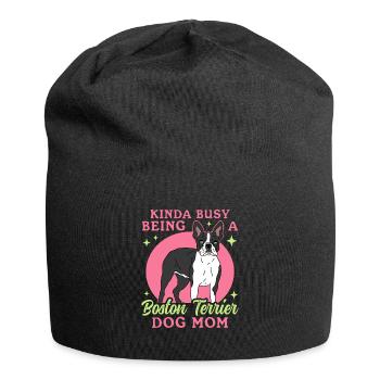 Boston Terrier Mom Hunde Hundebesitzer Geschenk - Jersey-Beanie - Schwarz - Vorne