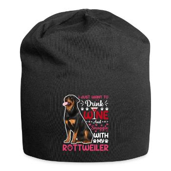 Wein Trinken Kuscheln Mit Rottweiler Hundehalter - Jersey-Beanie - Schwarz - Vorne