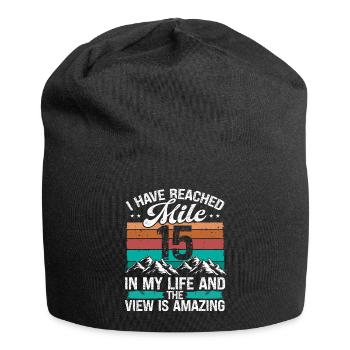 15 Year Old Hiker Mountains Hiking 15 Birthday - Jersey-Beanie - Schwarz - Vorne