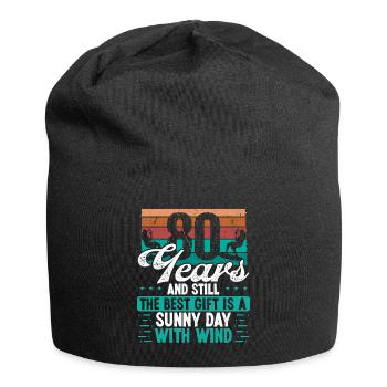 80 Year Old Kitesurfer Kiteboarding 80 Birthday - Jersey-Beanie - Schwarz - Vorne