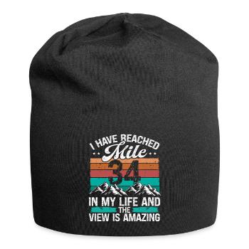 34 Year Old Hiker Mountains Hiking 34 Birthday - Jersey-Beanie - Schwarz - Vorne
