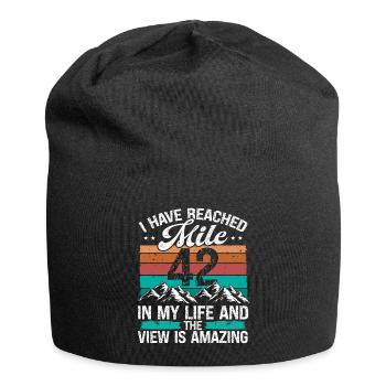 42 Year Old Hiker Mountains Hiking 42 Birthday - Jersey-Beanie - Schwarz - Vorne