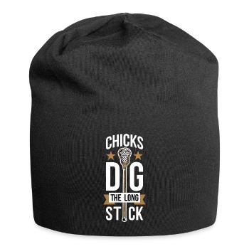 Chicks Dig The Long Stick Lacrosse Geschenk - Jersey-Beanie - Schwarz - Vorne