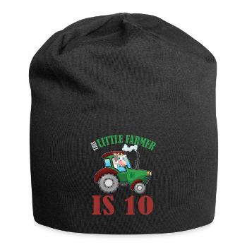 Birth Born Age 10 Years Old Farmer Cow Tractor - Jersey Beanie - black - Front