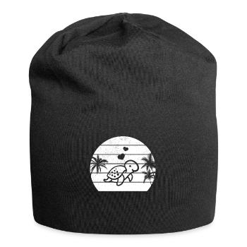 Süße Schildkröte bei Sonnenuntergang, Schildkröte, - Jersey-Beanie - Schwarz - Vorne
