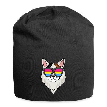 Pansexual Turkish Van - Cat with Glasses - Jersey Beanie - black - Front
