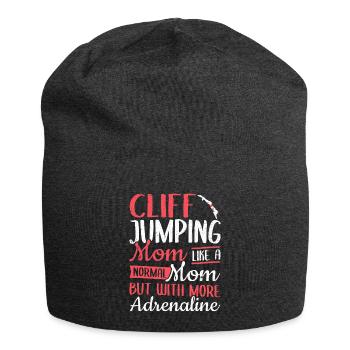 Cliff Jumping Mom With More Adrenaline Cliff Jump - Jersey Beanie - charcoal grey - Front