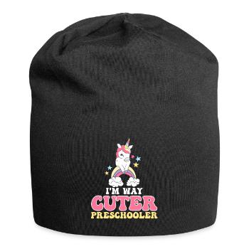 Preschool Kids Back to School Way Cuter for Girls - Jersey Beanie - black - Front