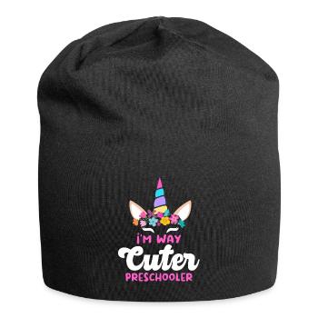 Preschool Kids Back to School Way Cuter for Girls - Jersey Beanie - black - Front