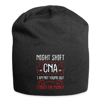 Infirmière auxiliaire de nuit Quart de nuit Argent de l’AIIC Infirmières - Bonnet en jersey - noir - Devant
