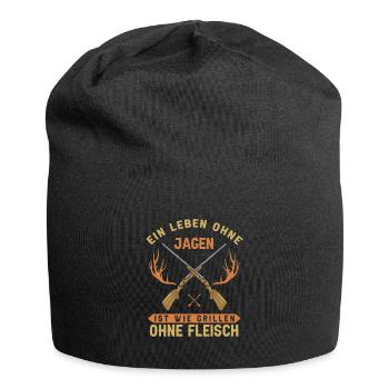 Leben Ohne Jagen Grillen Ohne Fleisch Jäger - Jersey-Beanie - Schwarz - Vorne
