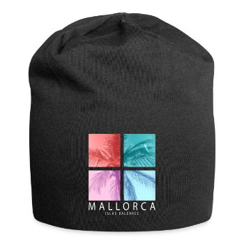 Mallorca Sommer Sonne Strand Meer Palmen Urlaub - Jersey-Beanie - Schwarz - Vorne