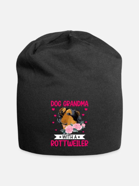Hund Oma Mit Rottweiler Lustige Hundehalter - Jersey-Beanie - Schwarz