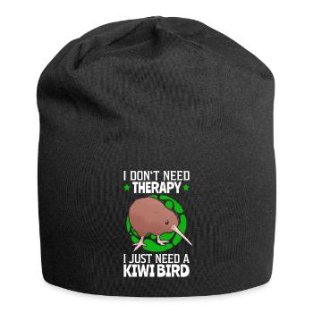 Kiwi Vogel sind meine Therapie Schnepfenstrauß - Jersey-Beanie - Schwarz - Vorne