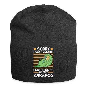 I thought of Kakapos flightless parrot - Jersey Beanie - charcoal grey - Front