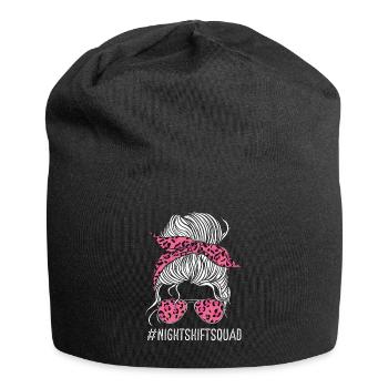 Nurse Night Shift Squad Leopard Pink Nursing - Jersey Beanie - black - Front